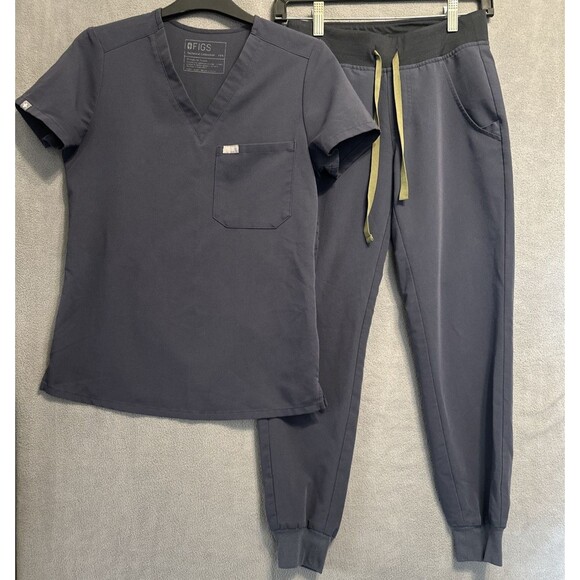 FIGS Pants - Figs Scrub Set Zamora Jogger Womens XXS Petite Catarina Top Navy Blue Nursing